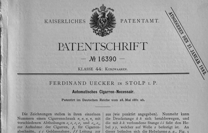 Erstes Patent im Original_Cigarrenautomat